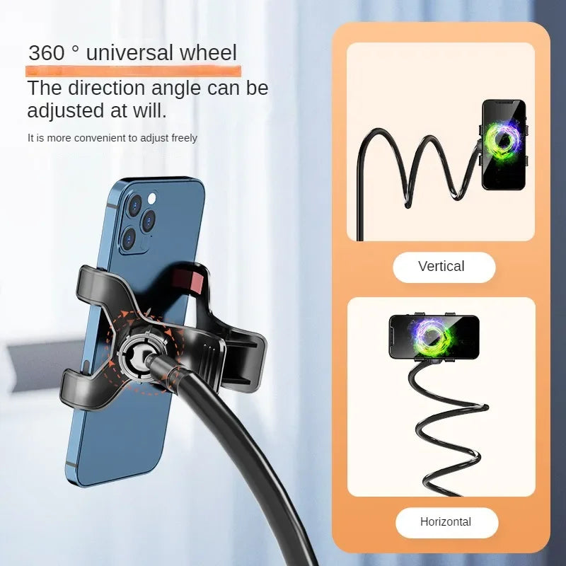 100cm Phone Clip on Stand Holder with Grip Flexible Long Arm Lazy Bracket Mount Clamp for IPhone 15 Pro Accessories Phone Holder