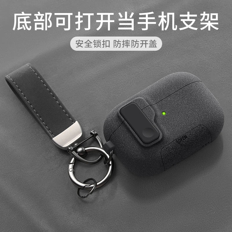 AirPods Pro 3 Case with Magnetic Phone Stand & Hook – Auto Lock TPU Shockproof Cover (2025)