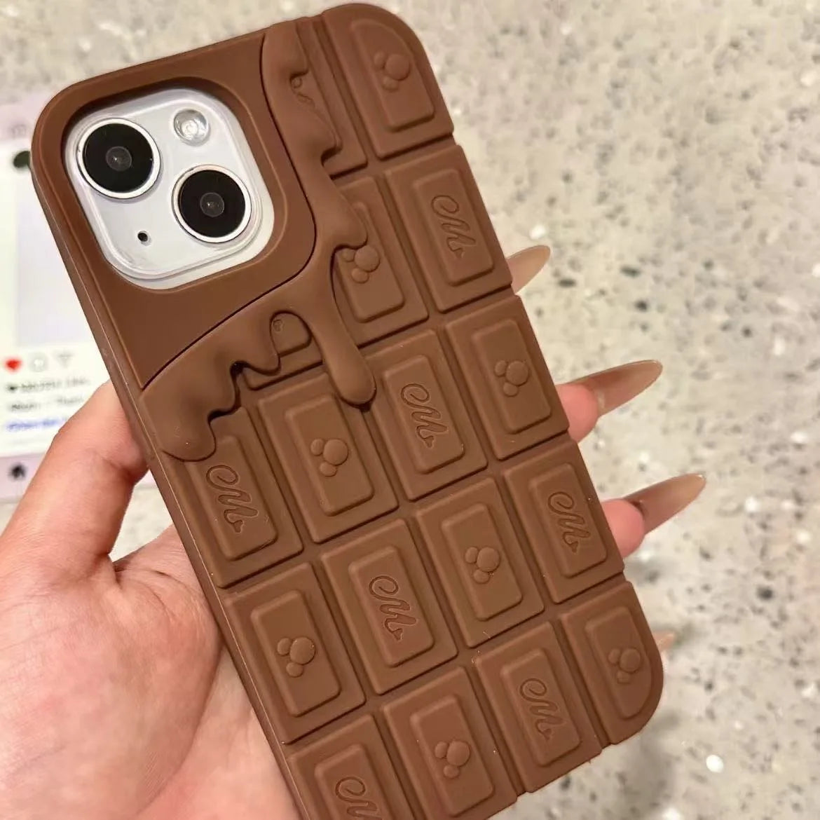 3D Cartoon Chocolate & Strawberry Cake iPhone Case – Fits iPhone 17, 16, 15, 14, 13, 12, 11 Pro Max & More
